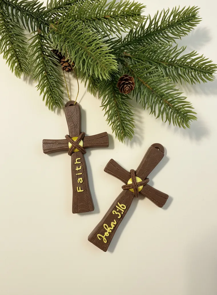 Crossmas Tree Cross Christmas Tree Ornament - Free 3D Print Model - MakerWorld