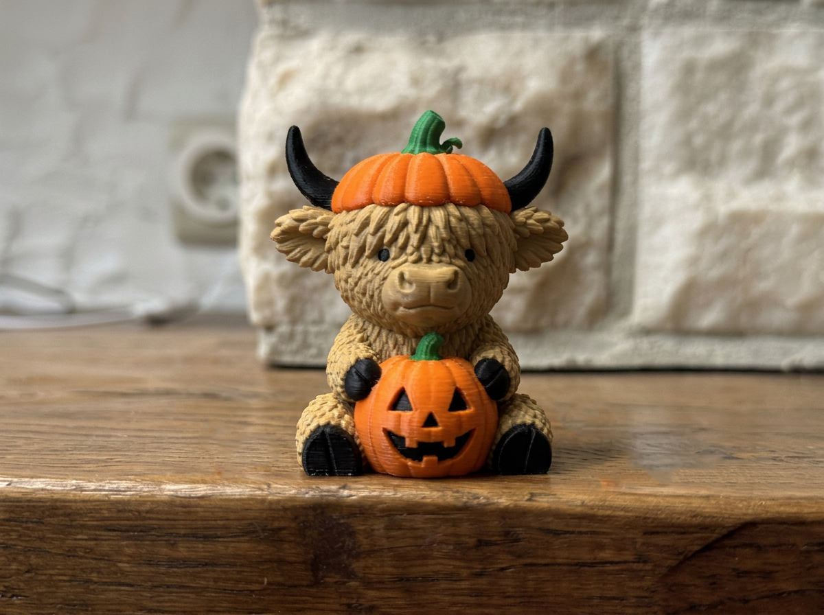 Highland Cow Pumpkin Spooky Animal Friends - 1