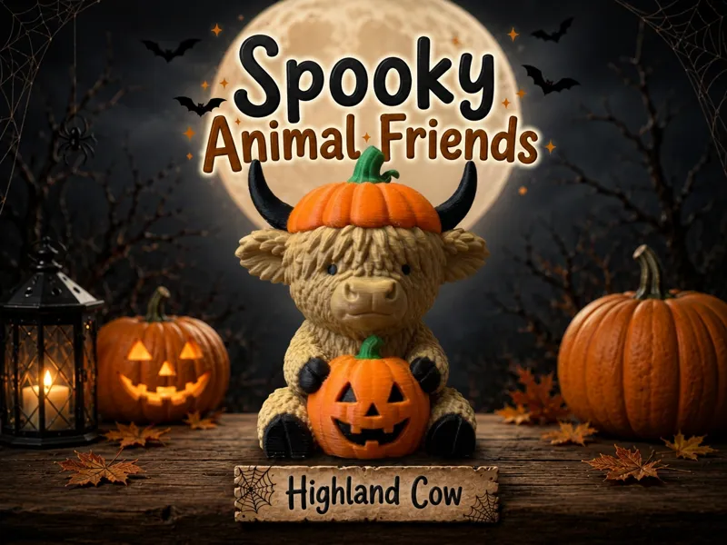 Highland Cow Pumpkin Spooky Animal Friends