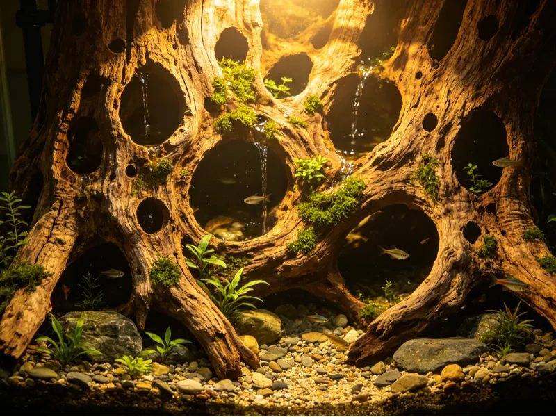 鱼缸造景 微景观造景 枯木树洞 幼鱼/爬宠躲避屋
