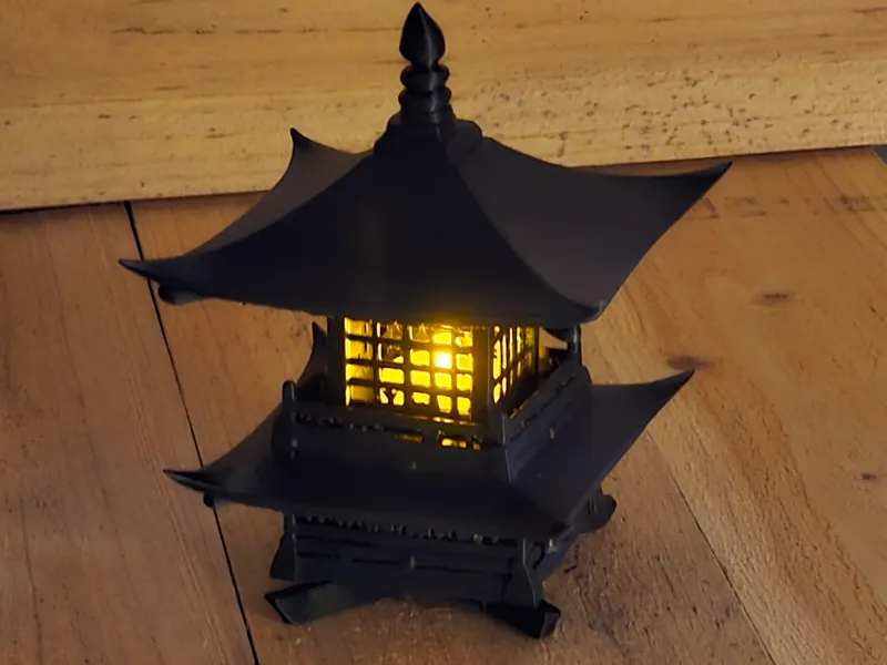 Square Japanese Lantern Double Roof