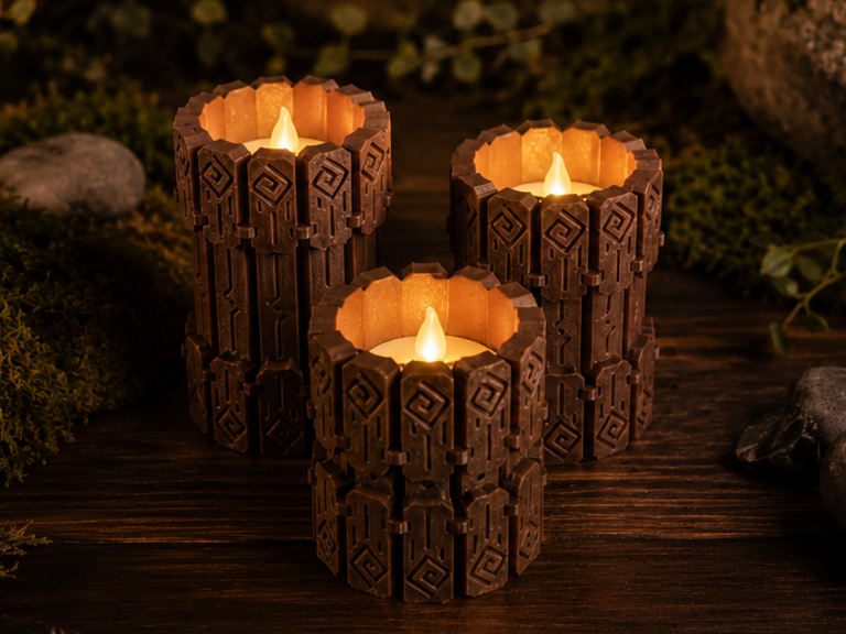 Rune Pillar LED Tea Light Holders – Fantasy Candle