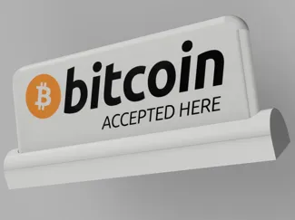 Bitcoin Accepted Plaque with stand