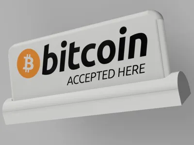 Bitcoin Accepted Plaque with stand