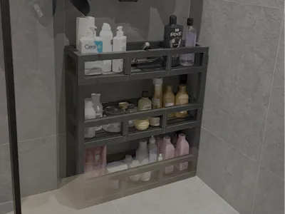 Multi-tier Bathroom Shower Shelf - 100% printable