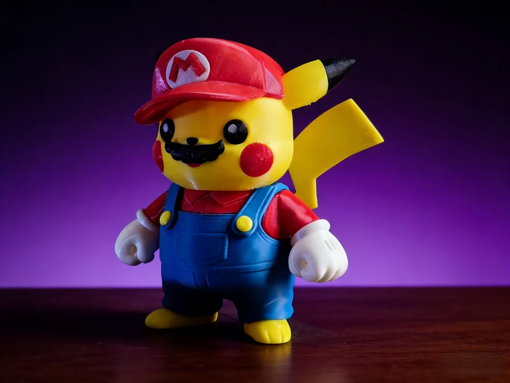 Cute Mario Pikachu (multi-part, no AMS) - Free 3D Print Model - MakerWorld