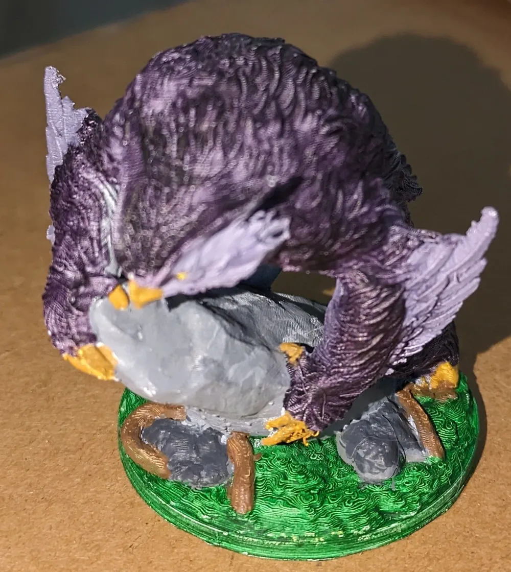 Owlbear miniature on rock 猫头鹰熊 D&D模型 龙与地下城 view 2