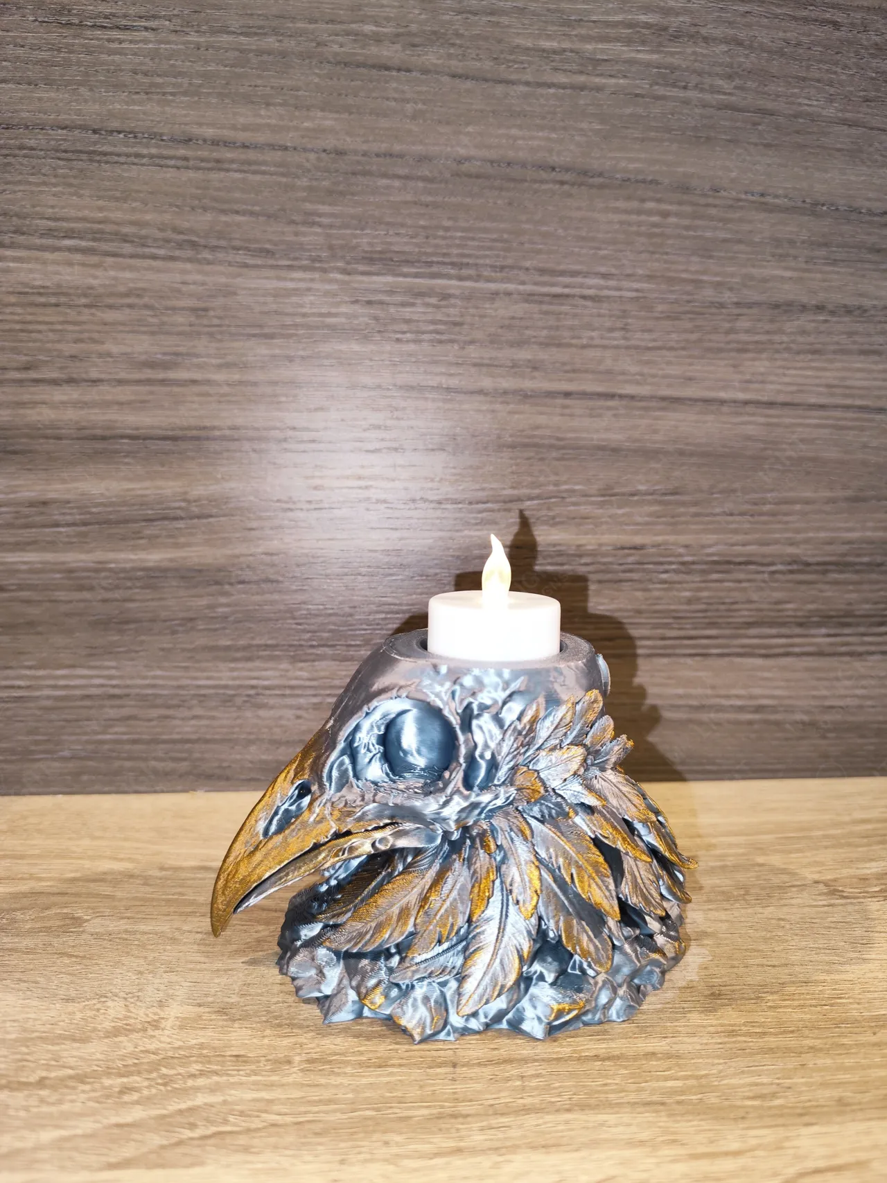 Raven Skull LED Tealight Holder view 3