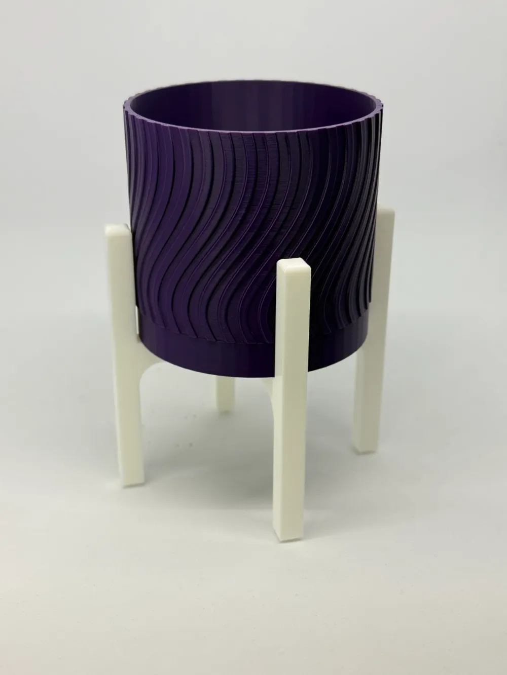Wave Ribbed Planter with Stand and Drip Tray by Layer Works - MakerWorld