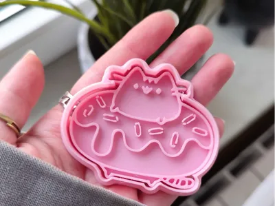 pusheen in a donut - cookie cutter