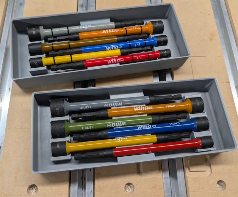 Gridfinity Trays for 150mm long Wiha Nut Drivers