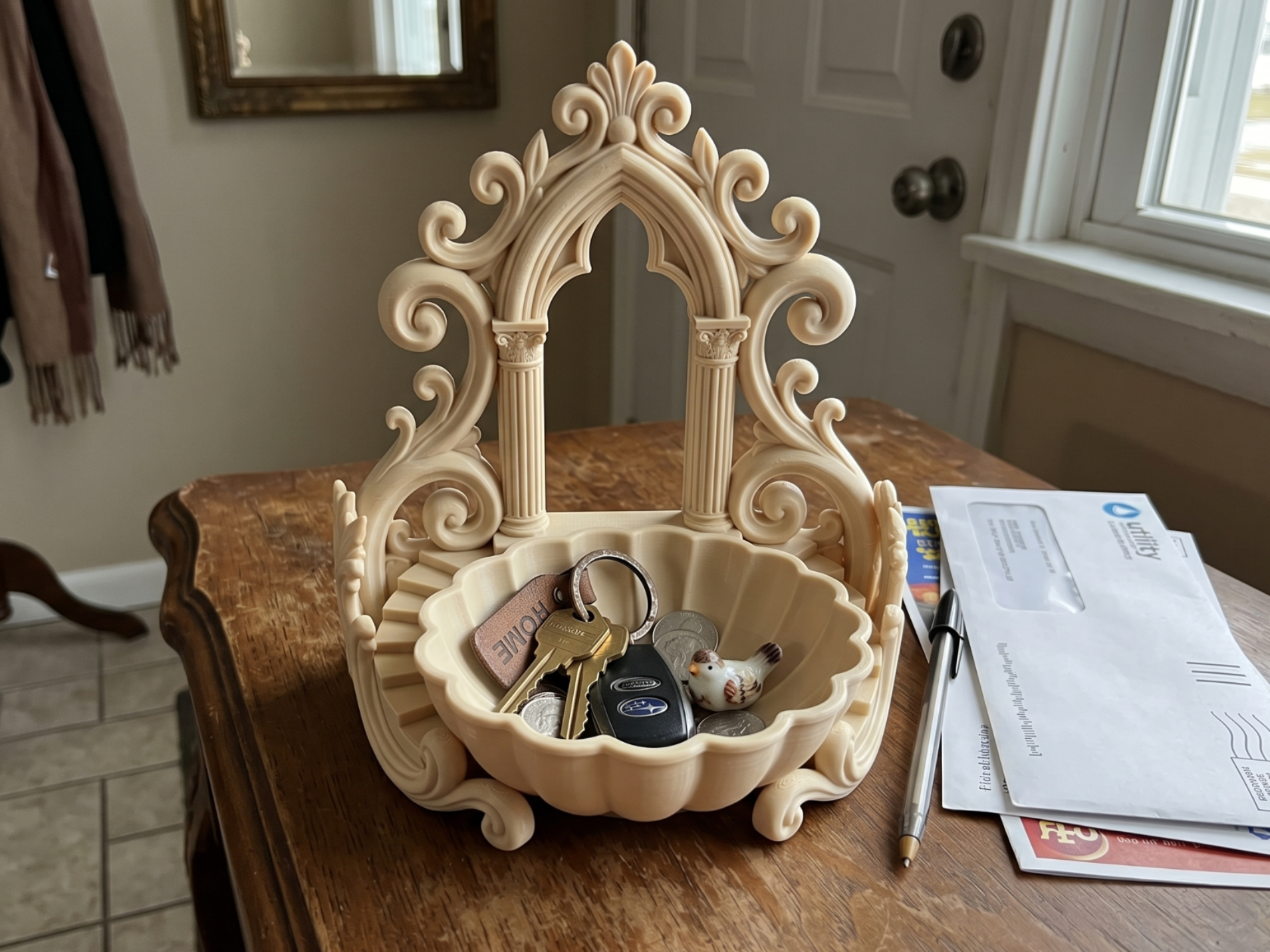 Ornate Gothic Cathedral Catchall Key Holder Tray