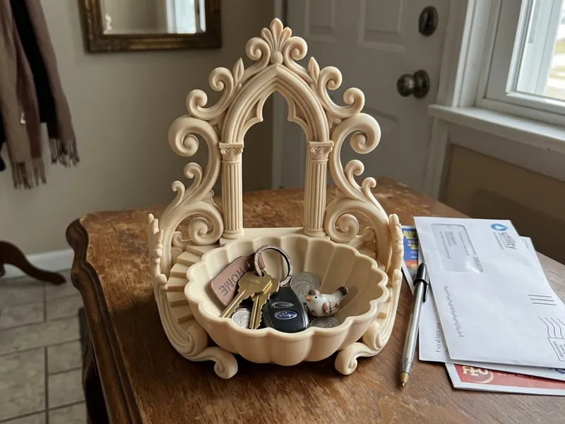 Ornate Gothic Cathedral Catchall Key Holder Tray