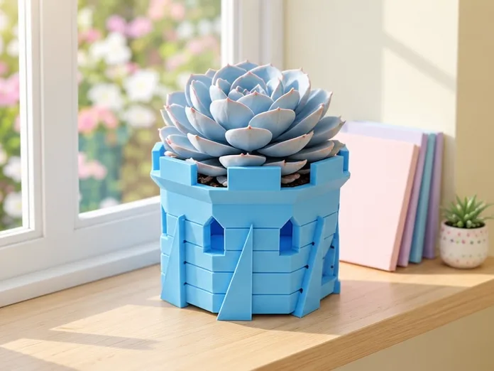 Castle Planter with Drainage Hole