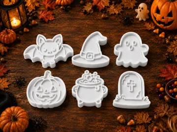 Cortador para modelado: 6 Spooky Halloween Cookie Cutters & Stamps Set — vista de referencia 4