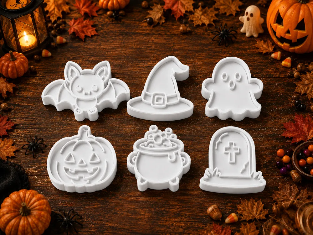 Cortador para modelado: 6 Spooky Halloween Cookie Cutters & Stamps Set. Referencia del modelo original.