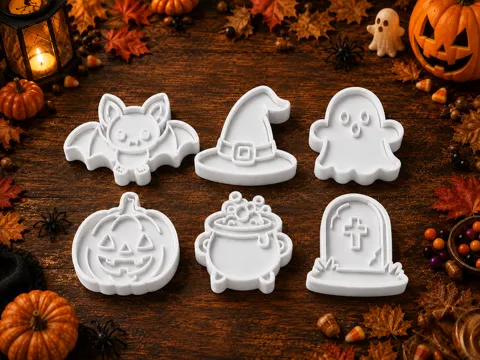 Cortador para modelado: 6 Spooky Halloween Cookie Cutters & Stamps Set — referencia de MakerWorld