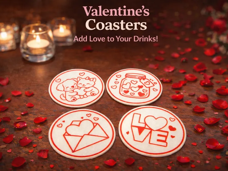 Valentine’s Day Coasters – 4 Fun & Cute Designs