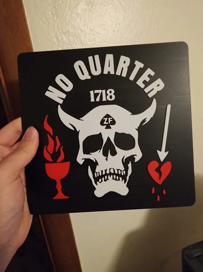 Blackbeard No Quarter 1718 Sign - Free 3D Print Model - MakerWorld