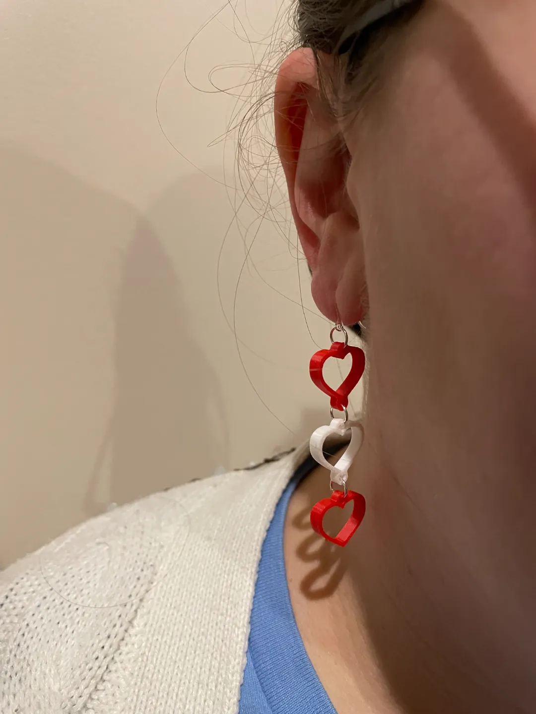 Trio of Suspended Hearts Earrings view 3