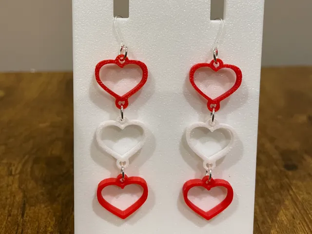 Trio of Suspended Hearts Earrings