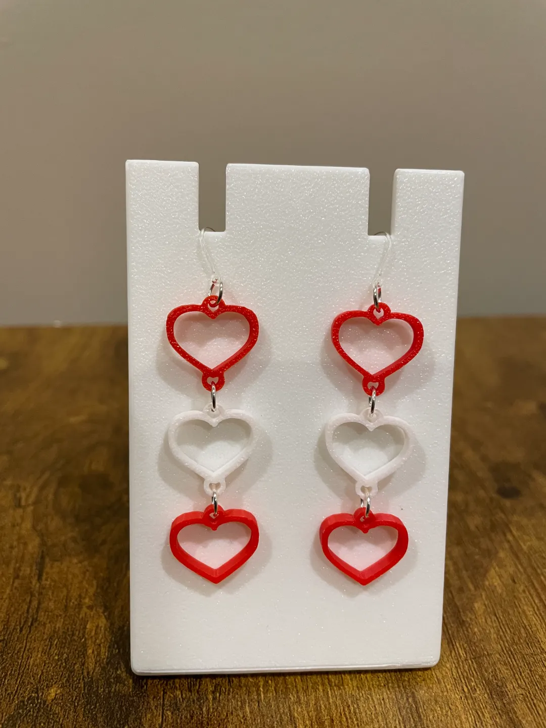 Trio of Suspended Hearts Earrings view 2