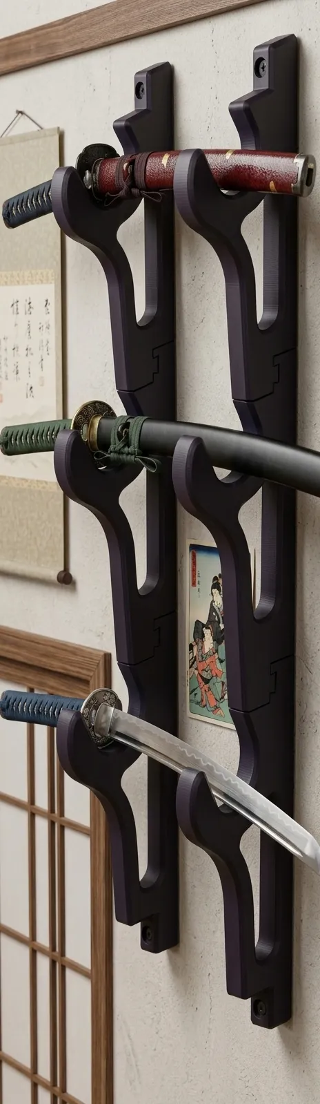 KATANA SWORD MODULAR WALL MOUNT - Free 3D Print Model - MakerWorld