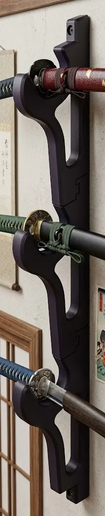 KATANA SWORD MODULAR WALL MOUNT - Free 3D Print Model - MakerWorld
