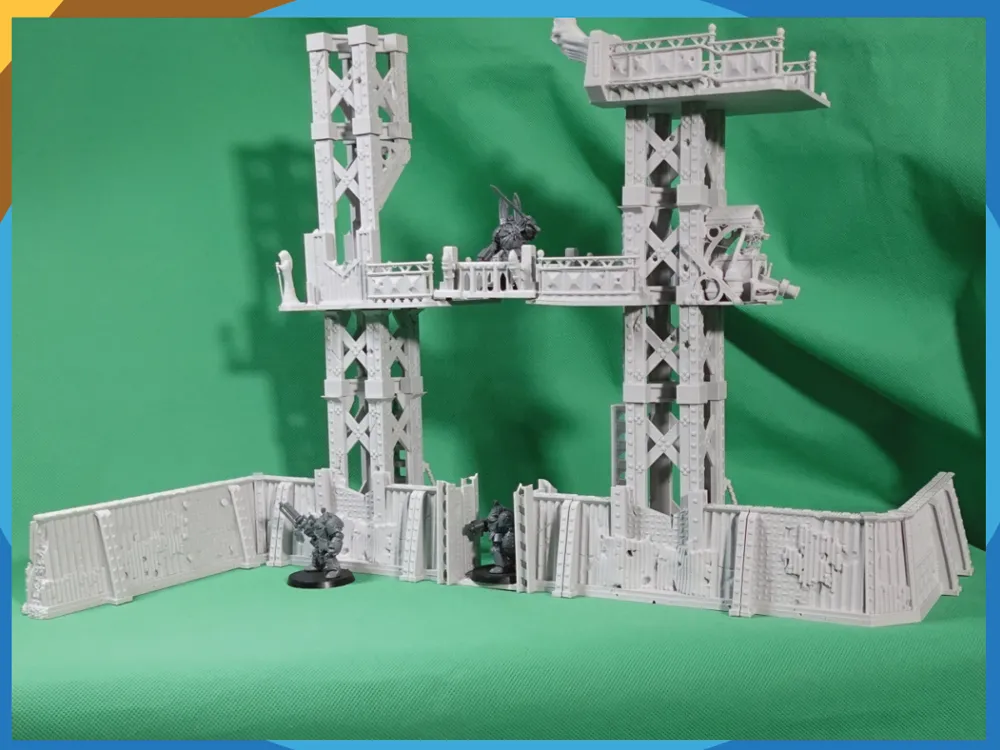 Escenografía en miniatura: Industrial Girder Wall Set A, Modular Terrain. Referencia del modelo original.