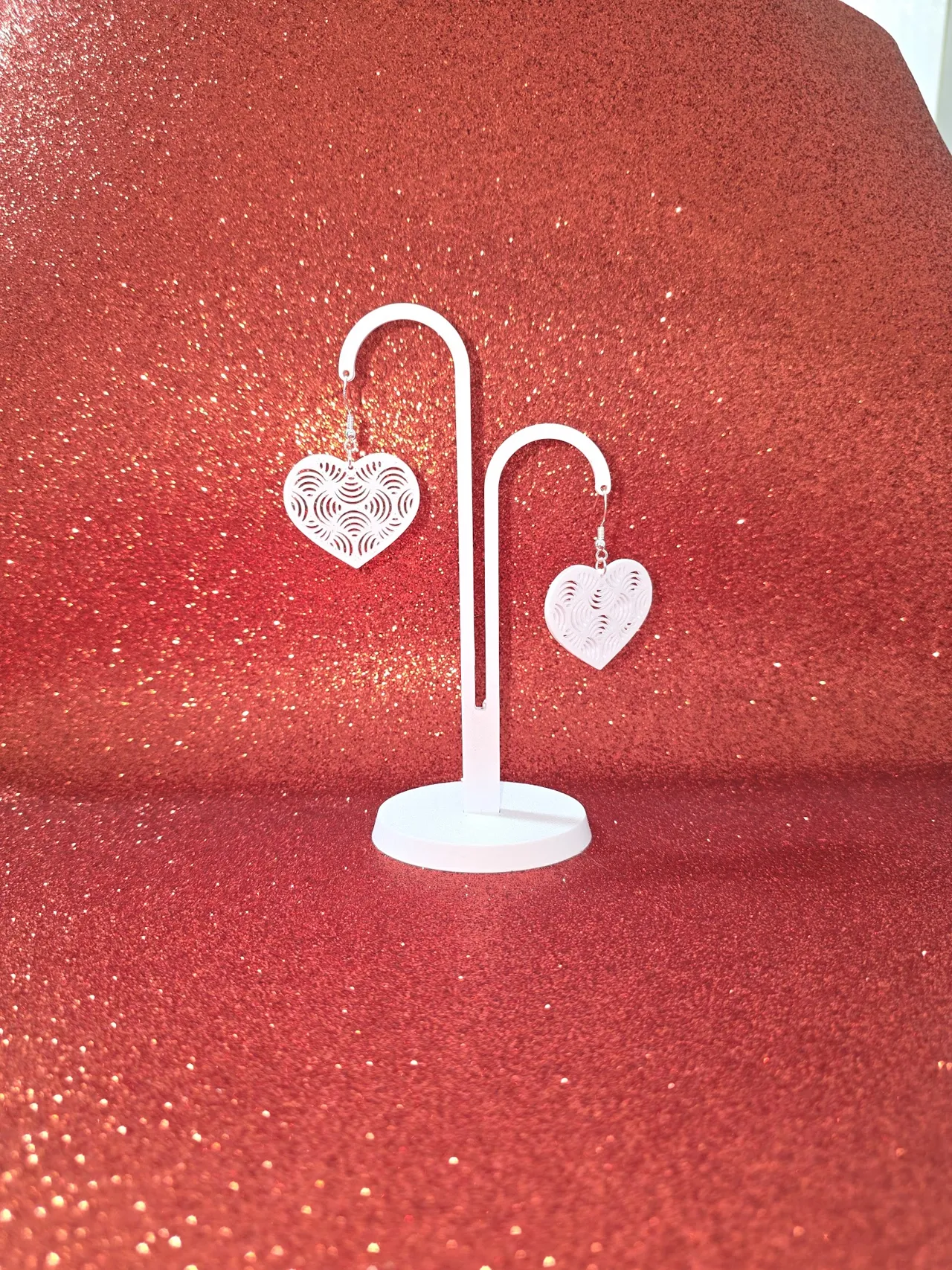 Artistic heart earrings view 3