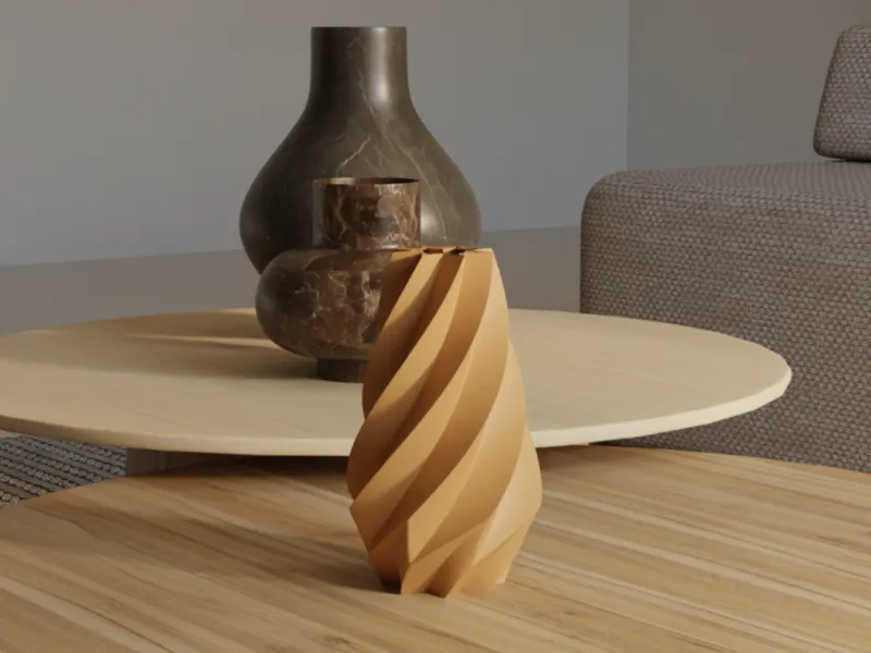 Unique double twisted ribbed geometrical vase