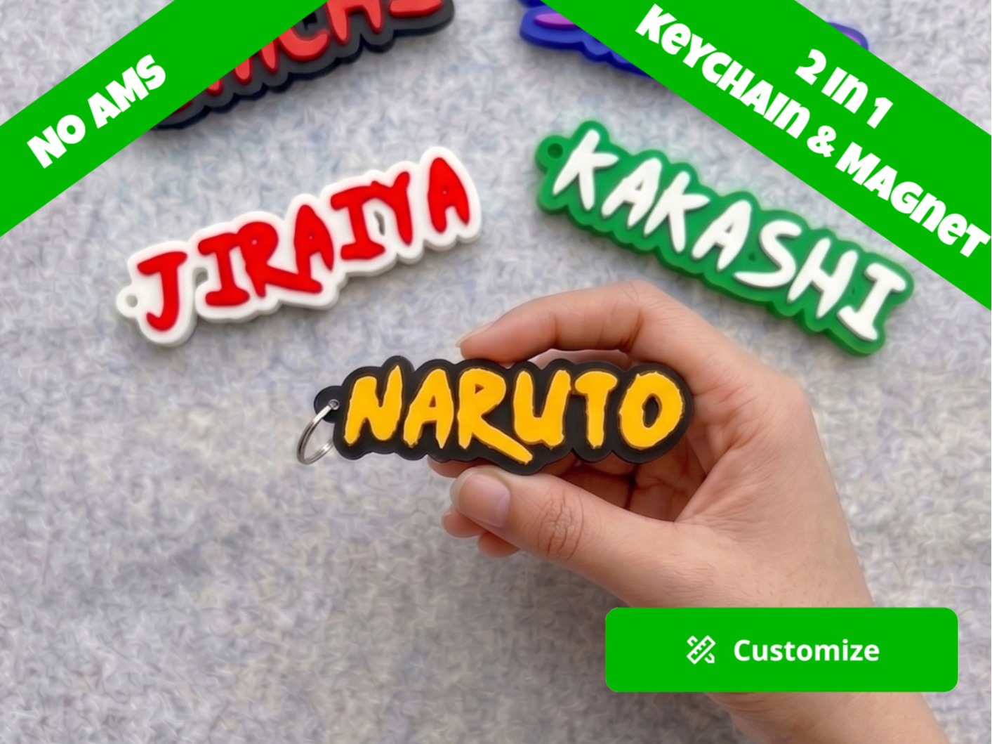 Naruto Font customizable name keychain/magnet