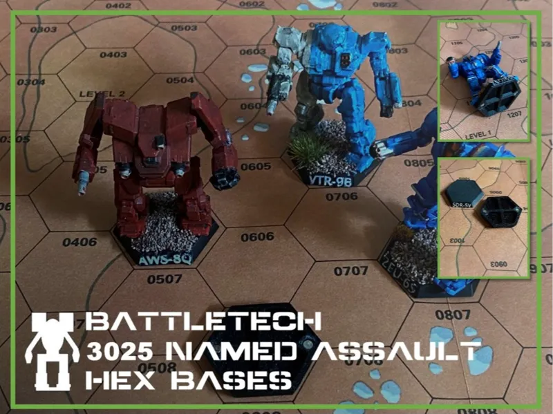 BattleTech 3025 Named Assault Mech Hex Bases