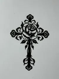 Silhouette rose sur croix (déco murale) — photo 3