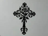 Silhouette rose sur croix (déco murale) — photo 1