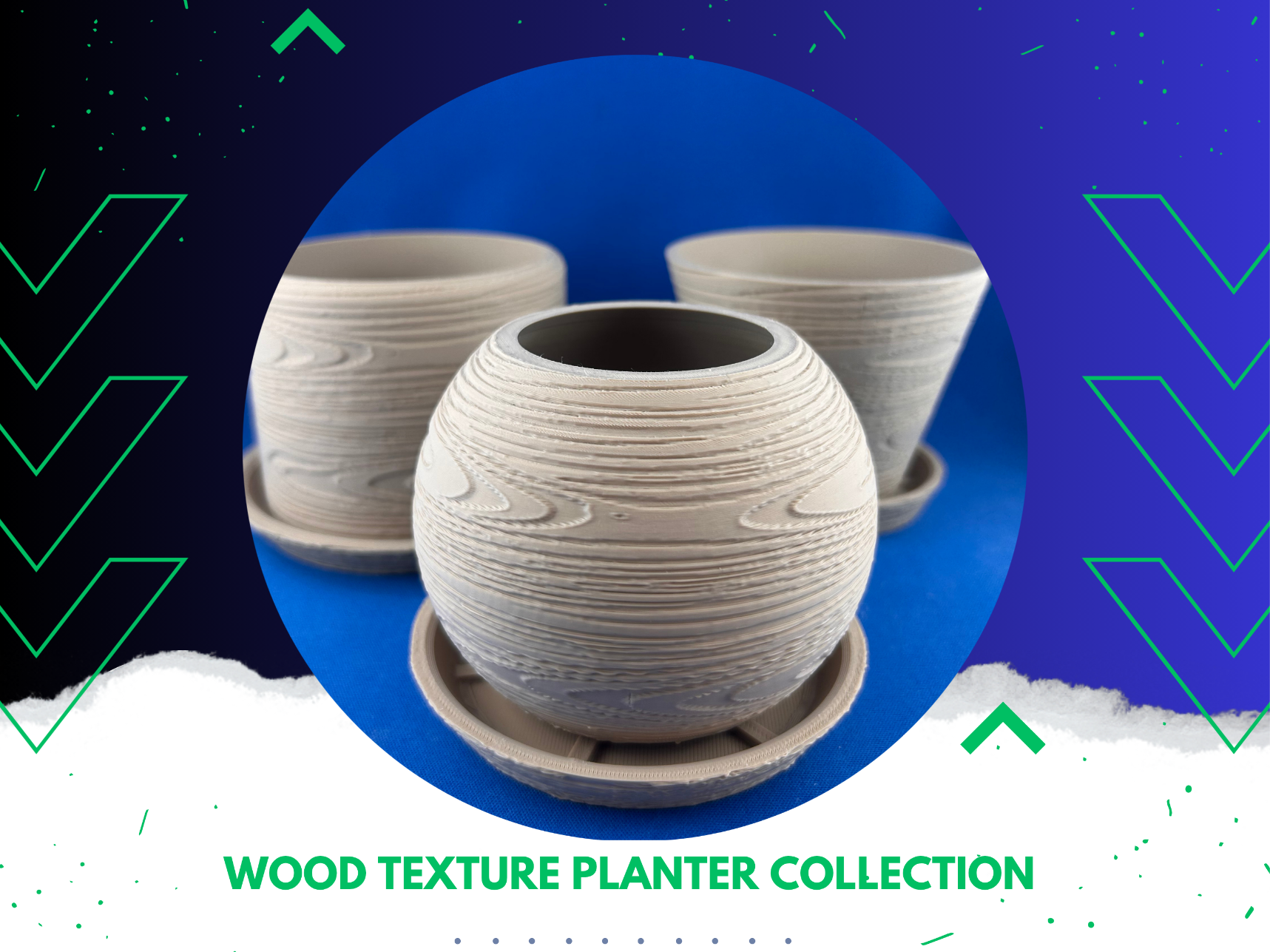 Wood Texture Planter Collection (3 Shapes)