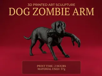 Dog Zombie Arm - Macabre 3D Sculpture