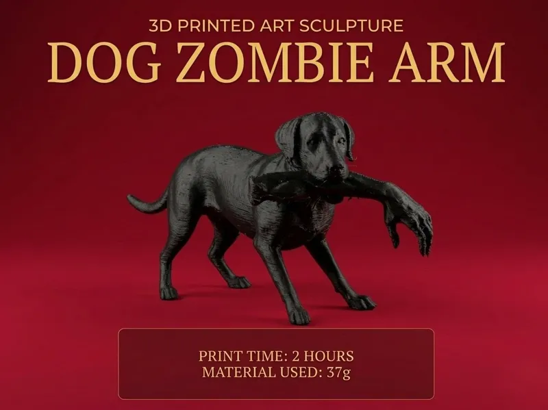 Dog Zombie Arm - Macabre 3D Sculpture