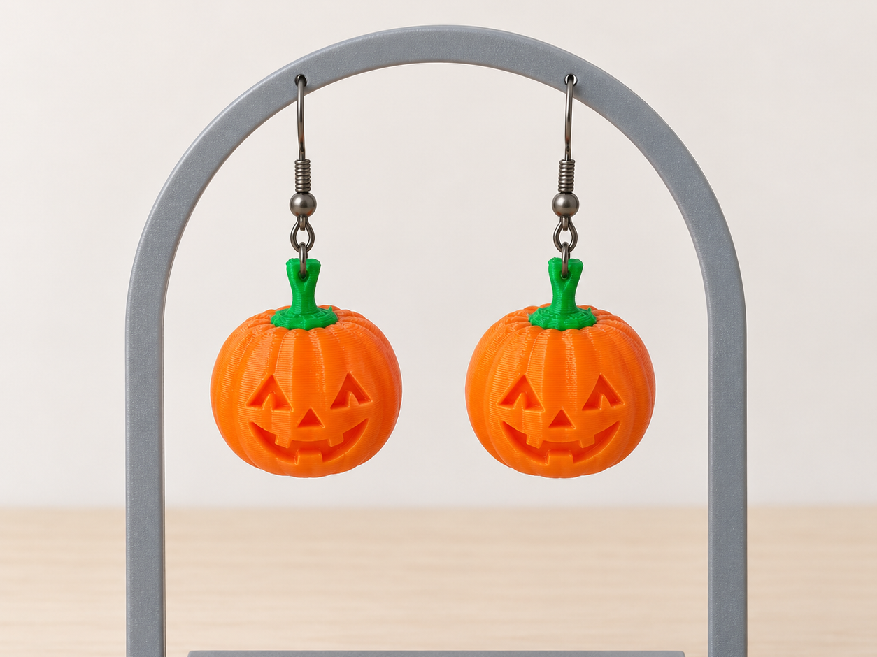 Pumpkin Earrings For Halloween 3D model
