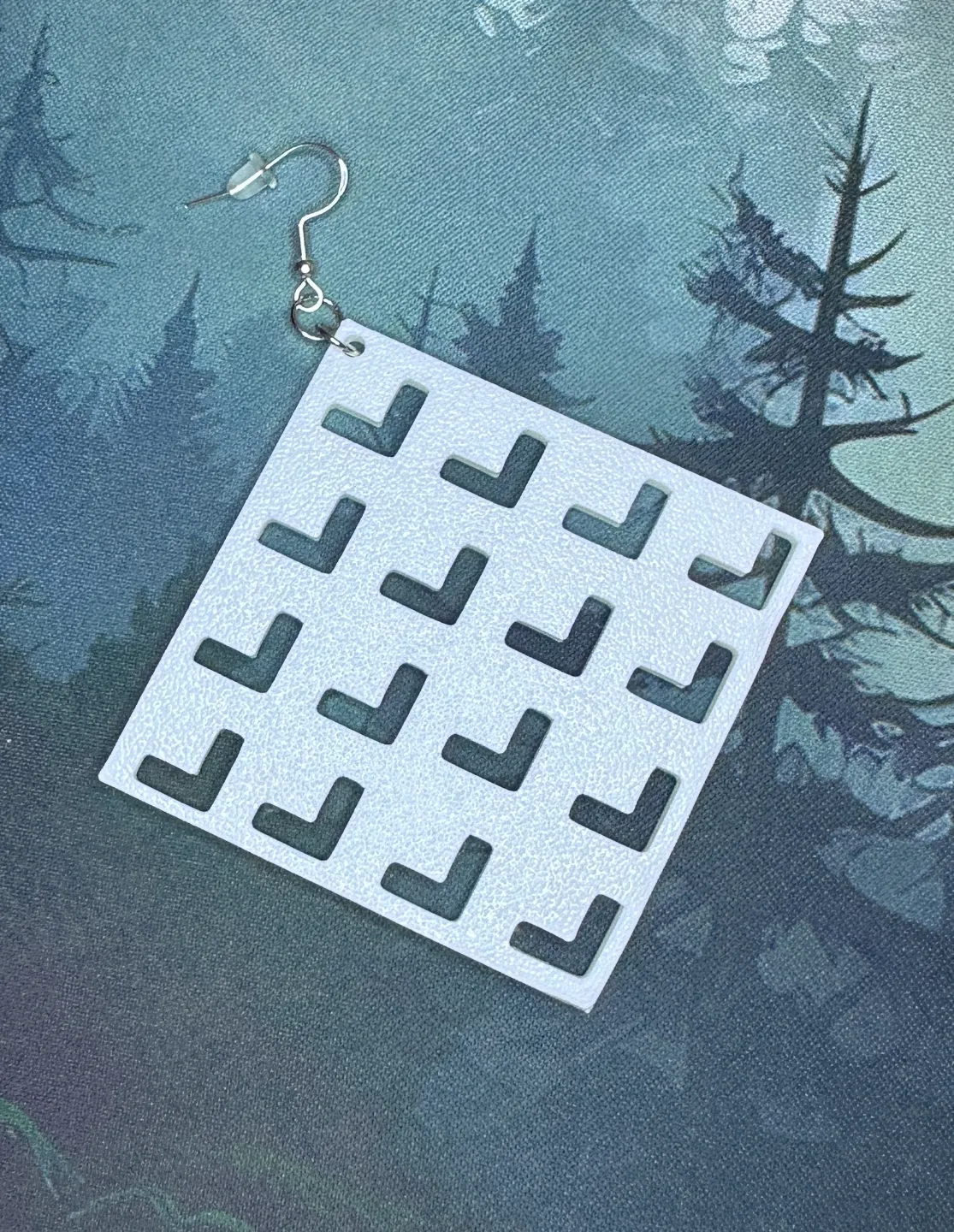 Large Square Tribal Checkerboard Earrings view 2