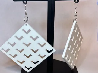 Large Square Tribal Checkerboard Earrings