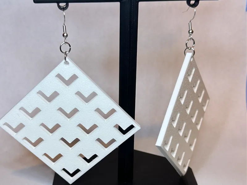 Large Square Tribal Checkerboard Earrings
