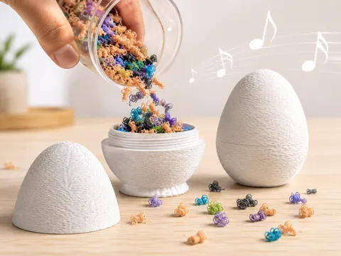 Letrero o emblema decorativo: Refillable Fuzzy Egg Shaker | Rattle & Maraca — referencia de MakerWorld