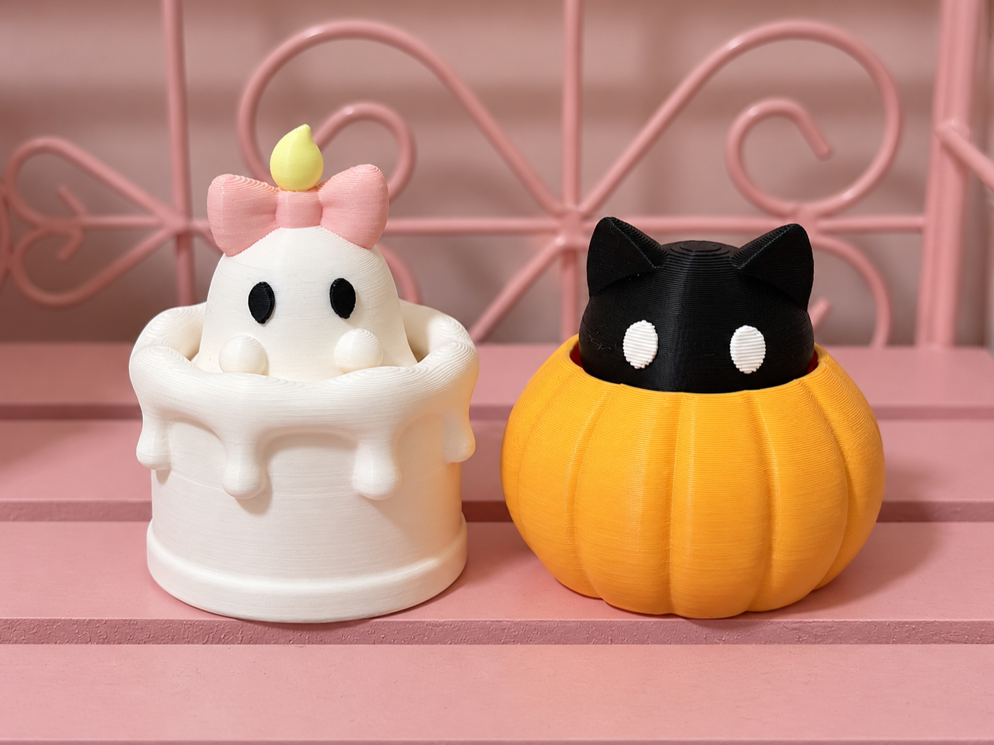 Cute Halloween Ghost & Pumpkin Cat Fidget Clickers - 1