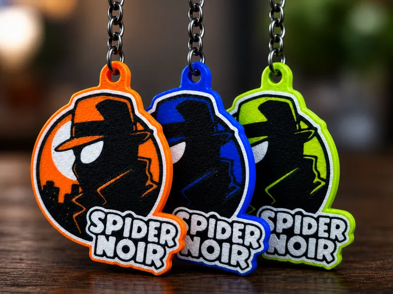Spider Noir inspired 3D printed keychain