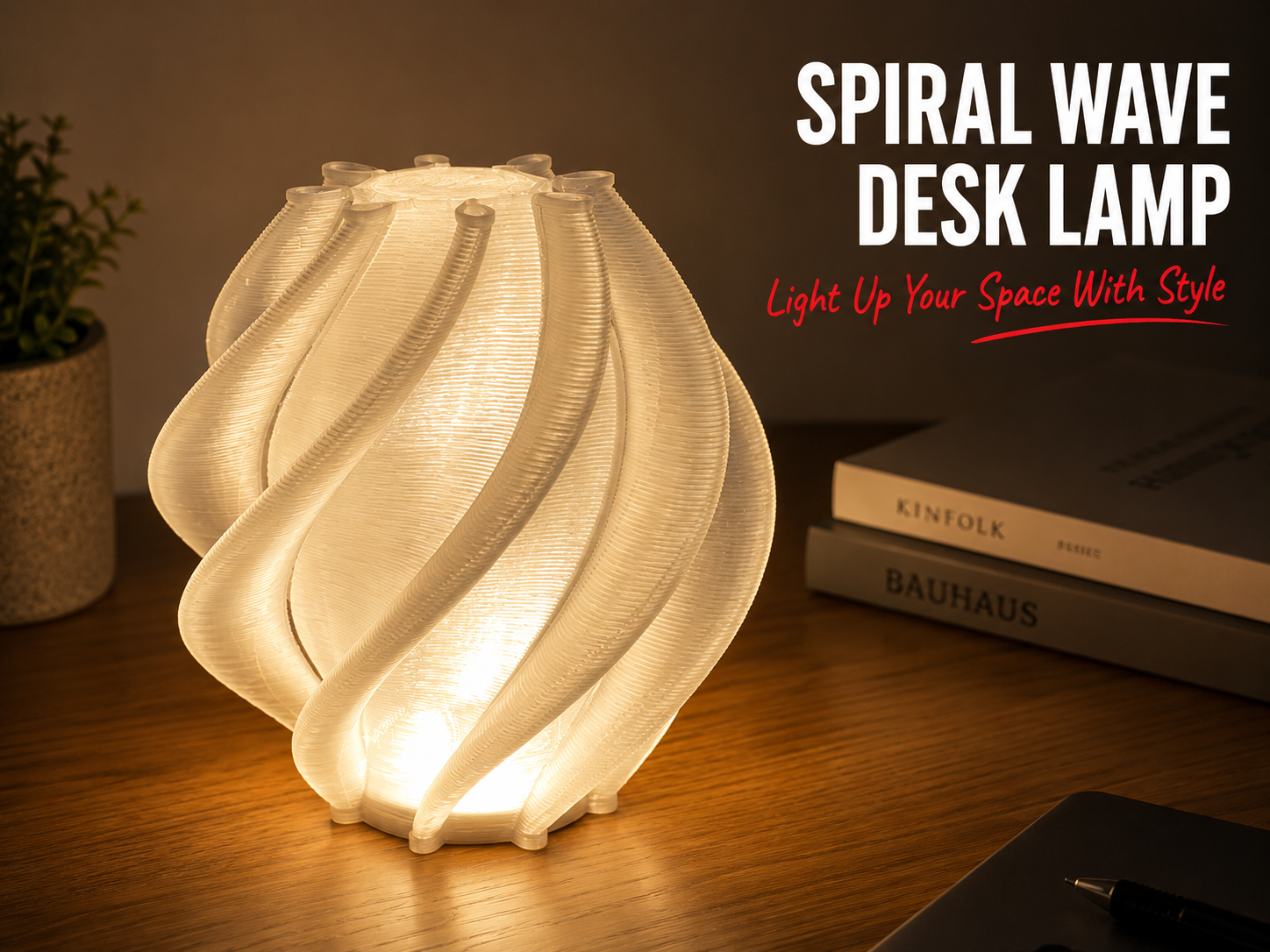 Spiral Wave Desk Lamp – LED Mood Night Light