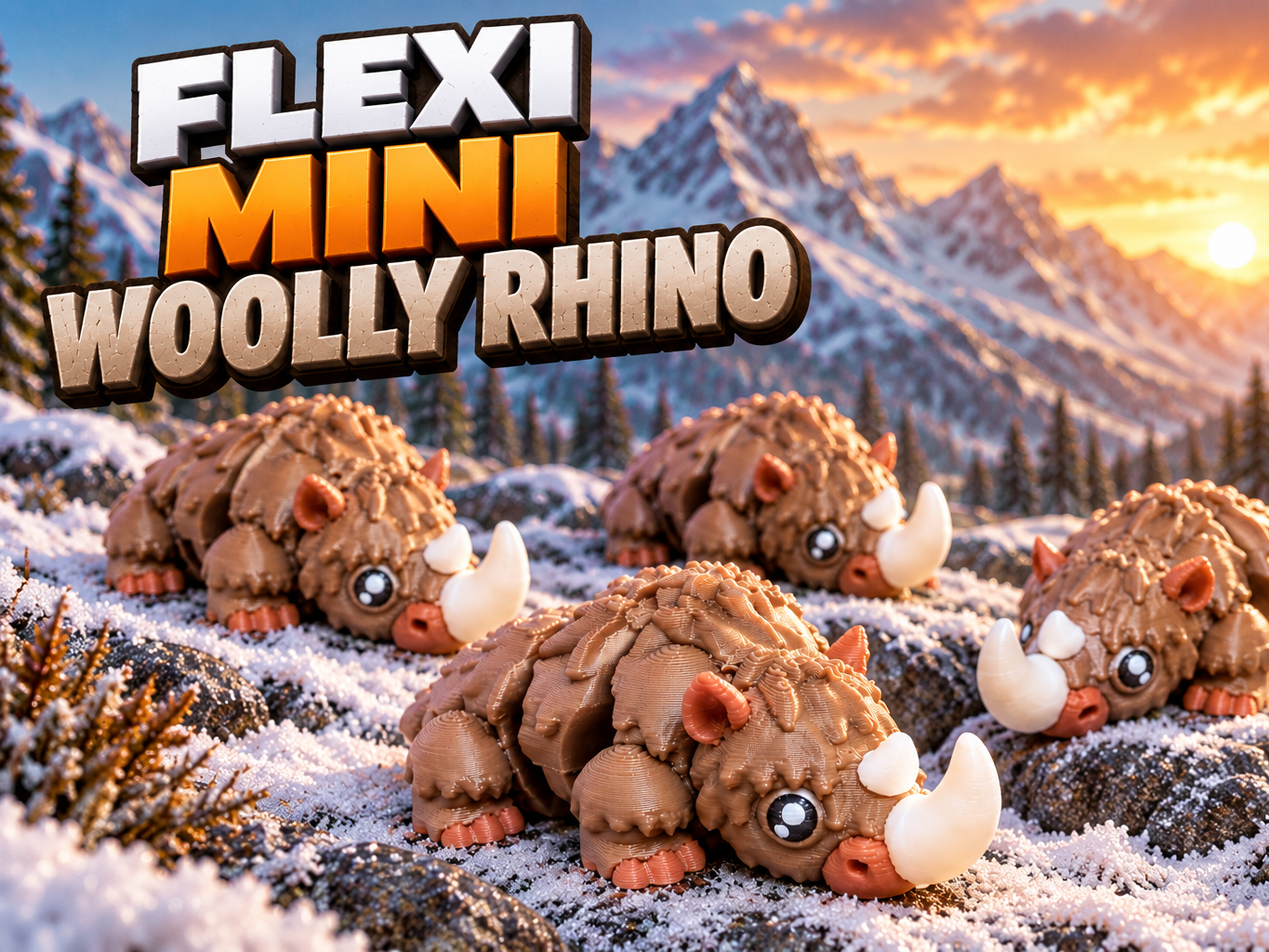 Flexi Mini Woolly Rhino - 3D printed Other Toys & Games, in stock in India