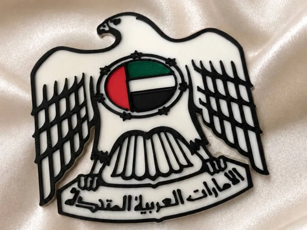 Modelo para impresión 3D: UAE Emblem-شعار دولةالامارات العربيةالمتحده. Referencia del modelo original.