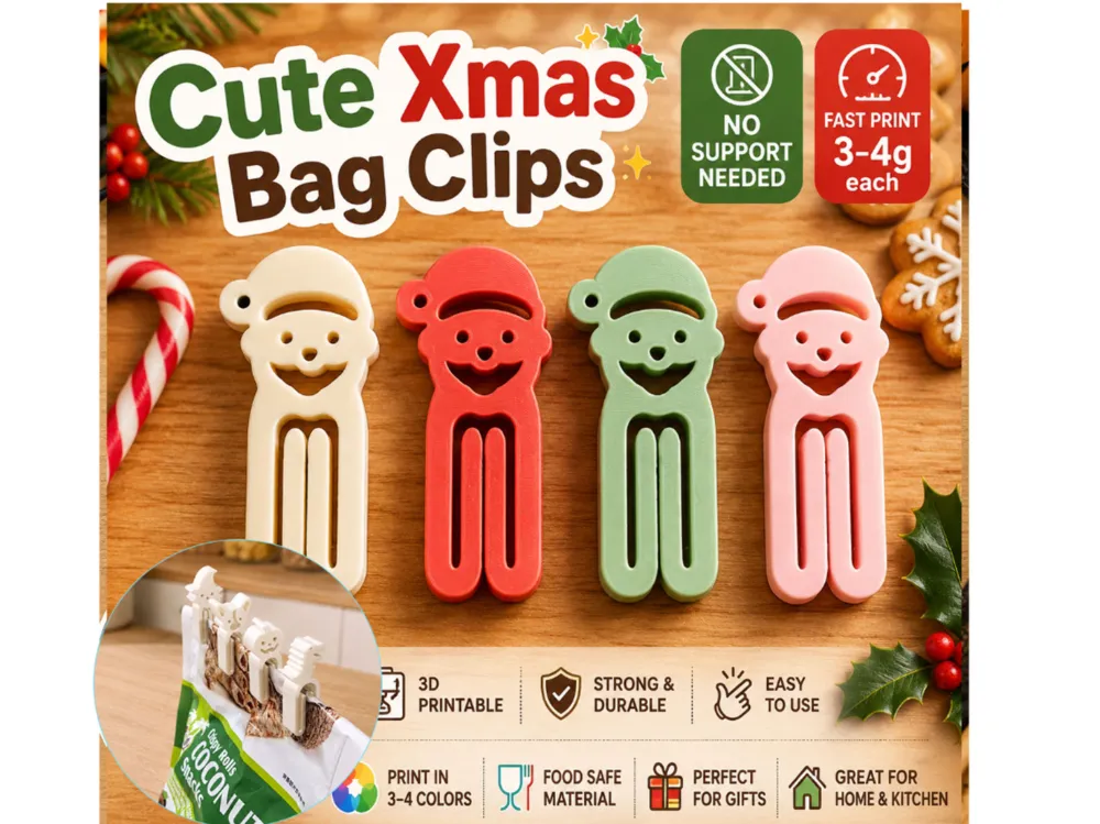 Clip o pieza de sujeción: Xmas Christmas Santa Cute Bag Clips – Paper Clip. Referencia del modelo original.