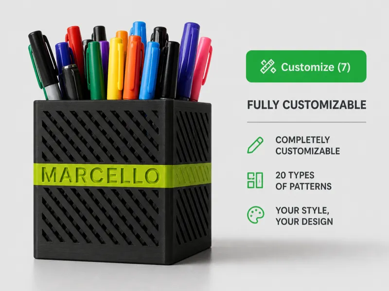 Parametric Modern Pen Holder - Full customizable